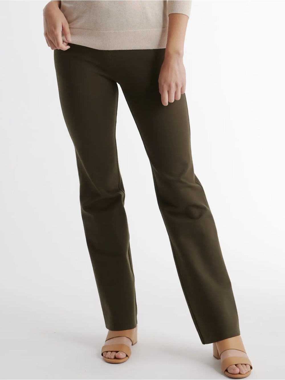 Quince Olive Green Ultra-Stretch Ponte Bootcut Pants Size Medium